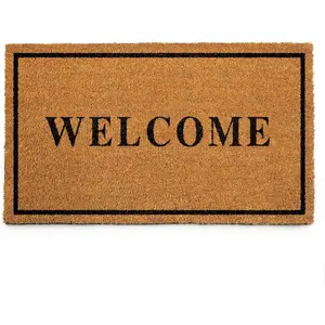 Coco Coir Door Mat with Heavy Duty Backing, Welcome Doormat 17.5”x30” Size, Easy to Clean Entry Mat, Suitable for Outdoor and Indoor Use, Beautiful Home Décor