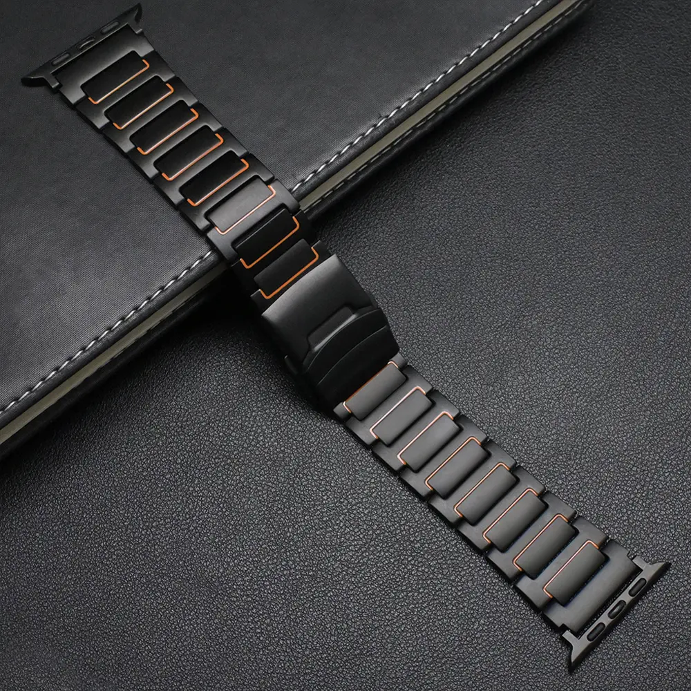 Titanium Alloy Luxury Bracelet for Apple Watch Series 8 7 6 10 9 Stylish Band for IWatch Ultra2/1 49mm 45mm 44mm 46mm Sports Men Strap Se 4 5 Businesse Smartwatch Strap Smart Watch Straps Smart Watch Accessories
