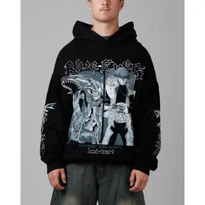 Loiter X Yu-Gi-Oh! Kaiba Blue Eyes Hoodie Black