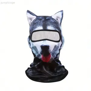 3D Animal Print Balaclava with Cat Ears, Breathable UV Protection Neck Gaiter, Funny Cat/Tiger/Husky Full Face Mask for Cycling, Beach & Outdoor Sports