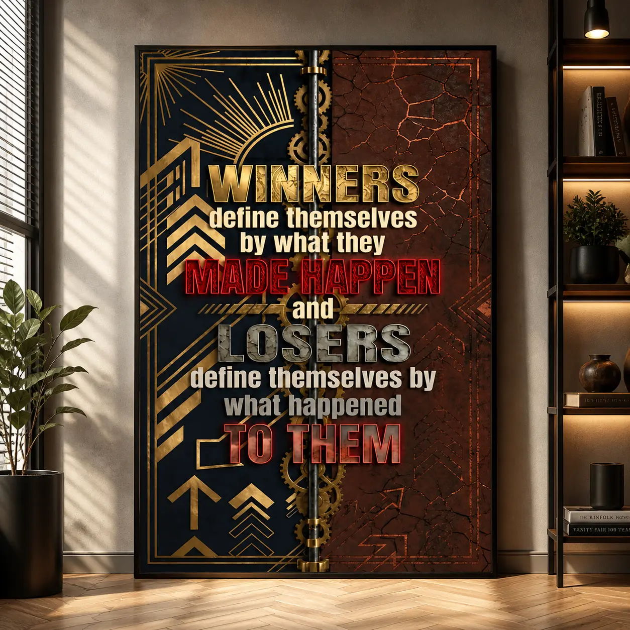 Motivational Winners Mindset Poster, Success Quote Wall Art, Hustle Motivation Print, Entrepreneur Office Decor, Gym Inspiration Wall Art