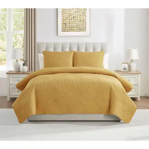 VCNY Home Sands 3pc Curved Textured Quilt Set,Full/ Queen