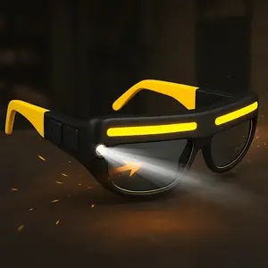 Rechargeable LED Glasses Headlamp Ultra-Bright 5-Mode Lighting Waterproof – USB Rechargeable Motion Sensor Head Light, 230° Wide Beam Hands-Free Lamp for Running, Camping & Night Work