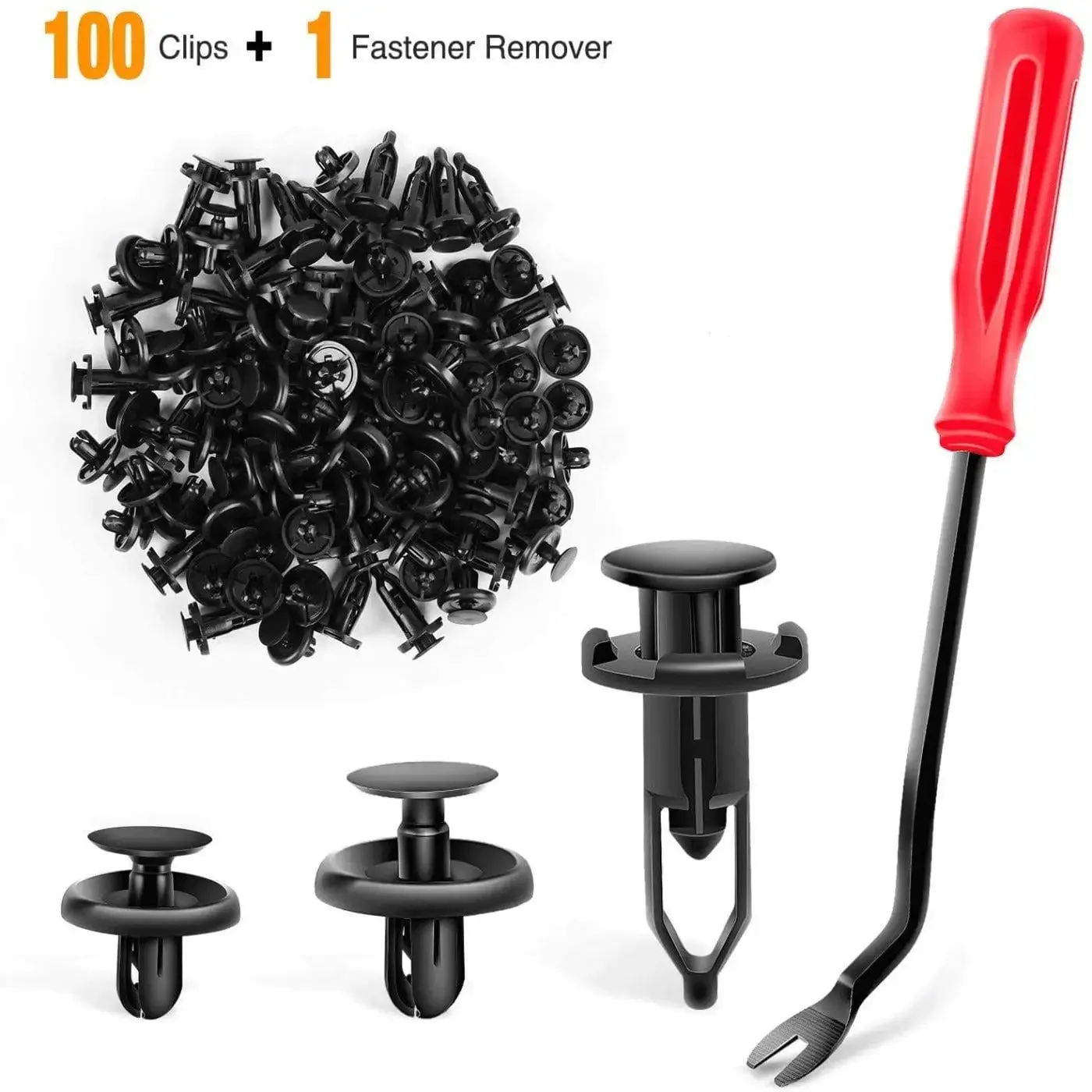 Nilight 100-Pcs Reusable Push-Type Nylon Bumper Retainer Clips Kit, Car Accessory with 1 Fastener Remover, 7mm/9mm Sizes for Toyota, GM, Pontiac Vibe - Multiple Superior to Original Automotive Fasteners