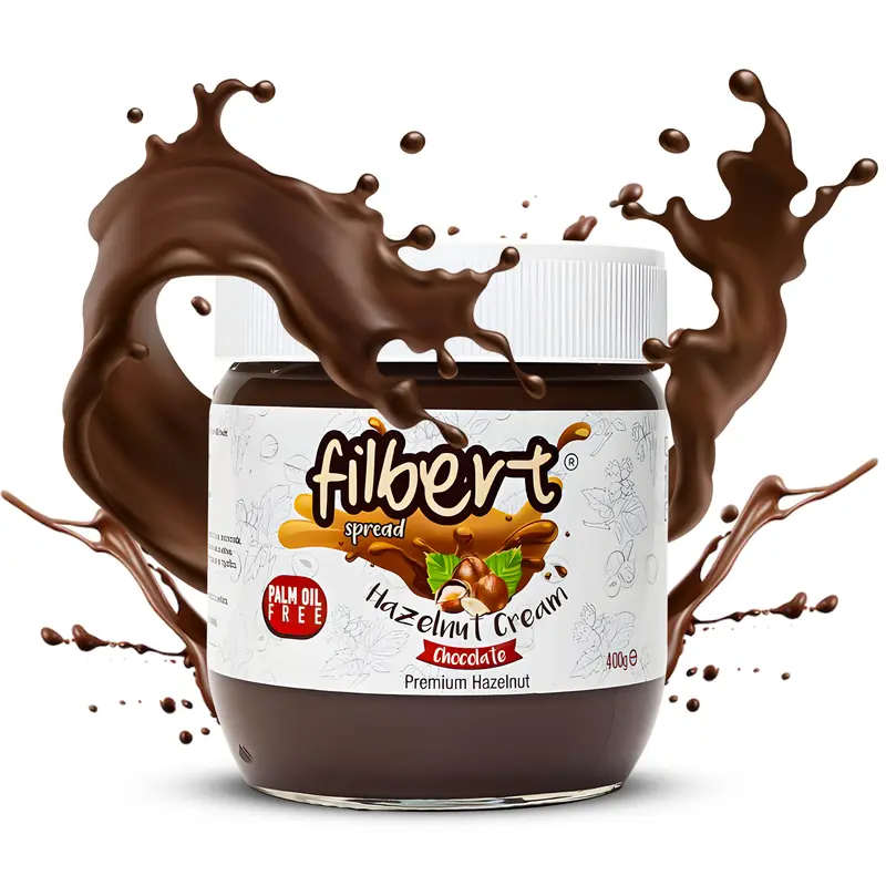 Filberts Premium Hazelnut Cream Chocolate Spread - Nutty Flavor, Healthier Option, Gluten-Free, Non-GMO, Halal & Kosher Certified, 400g Jar - Dip Creamy  Milk Natural