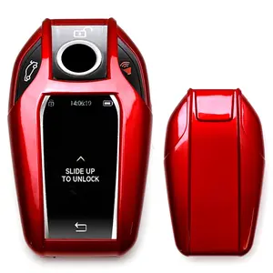 iJDMTOY Glossy Metallic Red Exact Fit Key Fob Shell Cover For 2016-up BMW G11/G12 7 Series 740i 750i, 2014-up BMW i8 Touchscreen Smart Key