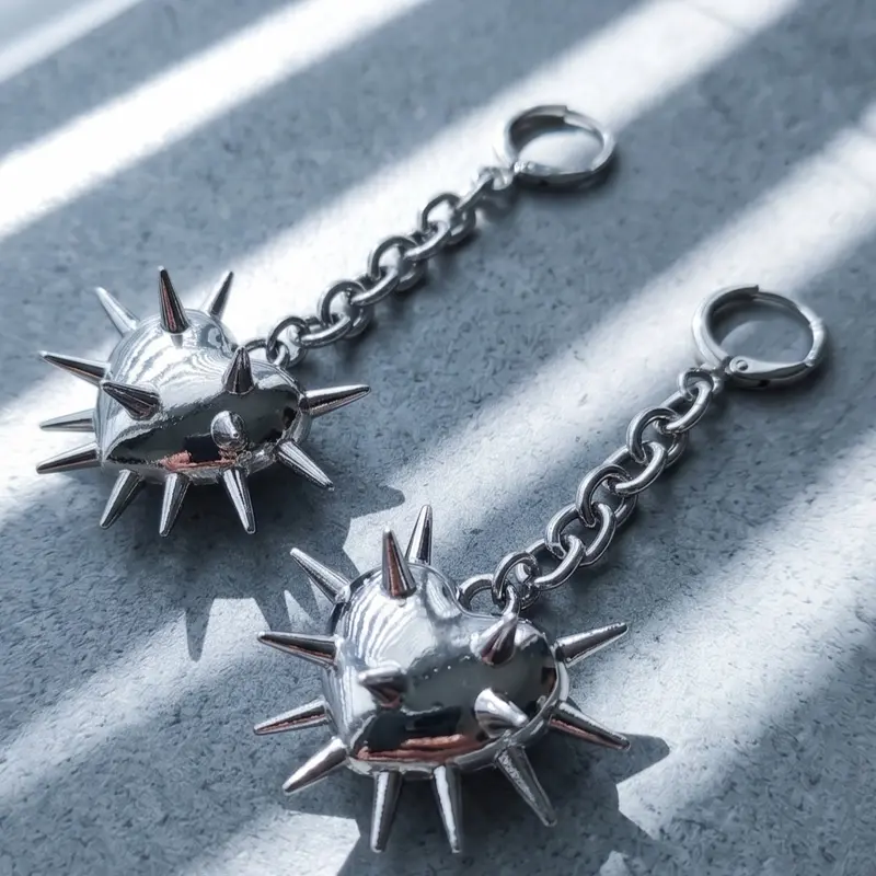 Sharp Heart Drop Earrings, Heart Shaped Earrings, High Quality Earrings, Statement Earring, Punk Gothic Jewelry for Women, Retro Style Alloy Chain, All-Season Accessory, Perfect for Dangling Earrings
