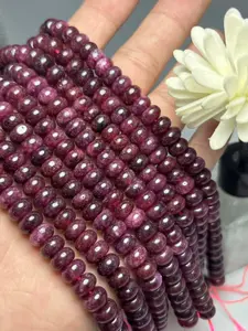 5x8mm Natural Stone Garnet Beads, 72pcs Plain Design, Hole Punched for Easy Stringing, Ideal for Bracelets and Necklaces, All Seasons Craft Supplies
