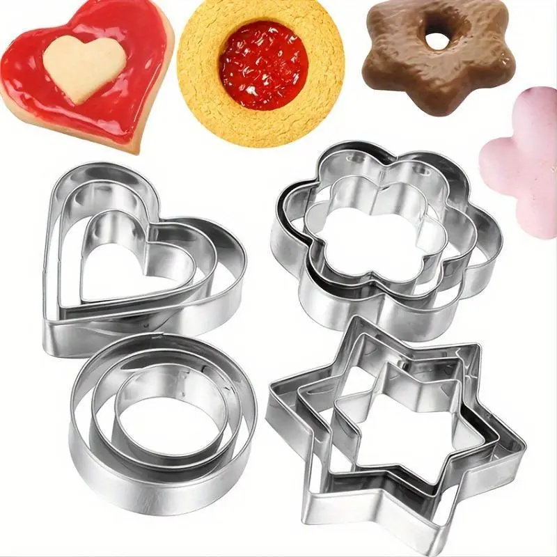 Set Of 12 Stainless Steel Cookie Mold Cookie Cutter Bakeware Cookie Shaper