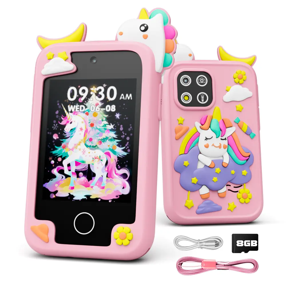 AmazingOcean Durable Kids Toy Tablet (Ages 3-6) - 2.8'' Touch Screen Educational Device with Dual Cameras, Games, MP3 Music Player, Alarm, Calculator, 8GB Card, ABS Build, Comics, Transportation Themes, Easter/Birthday Gift for Toddlers