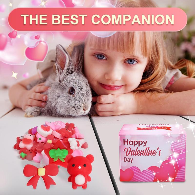 Valentine’s Day Mochi Squishy Toys 32 Pack – Random Kawaii Mini Squishies, Slow Rising Stress Relief Fidget Toys for Kids, Party Favors, Goodie Bags & Classroom Prizes