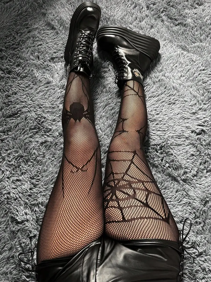 [FREE SHIPPING] Plus Size Women Spider Web Mesh Sheer Leggings
