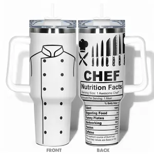 1pc Stainless Steel Cup 40oz/30oz/22oz/20oz/14oz Insulated Water Bottle, Thermal Cup, Funny Design With Chef Double-layer insulation Leakproof Large Capacity, Needed for Gym, Hiking, Travel Ideal Birthday Christmas Gift Halloween Gift