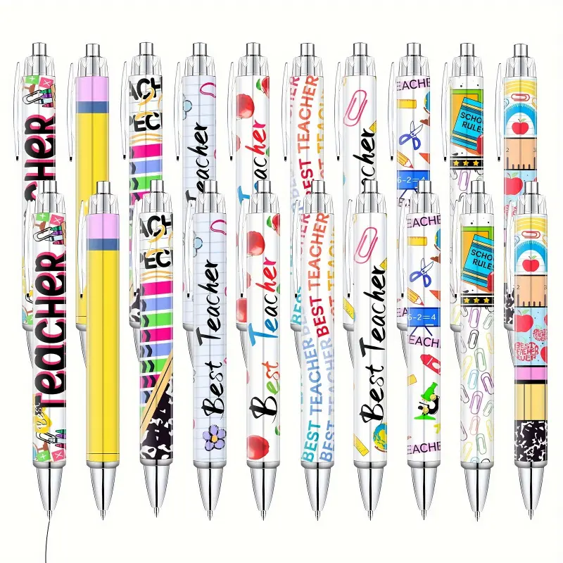 10/20-pack Teacher's Ballpoint Pens Funny, Cute & Stylish Black Ink Pens Teacher's Stationery Writing Tools Office Supplies Colleague Gift Essential for New Staff Fine Writing Tool Set
