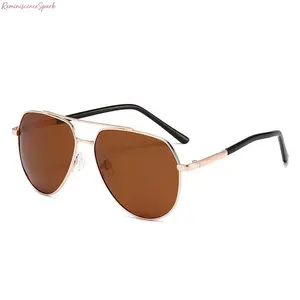 Unisex Men's Full-Rim Polarized Aviator Sunglasses - Classic Metal Double-Bridge Construction, Comfortable Fit Fashion Eyewear for Summer, Road Trips, Outdoor Sports, Men's Sunglasses