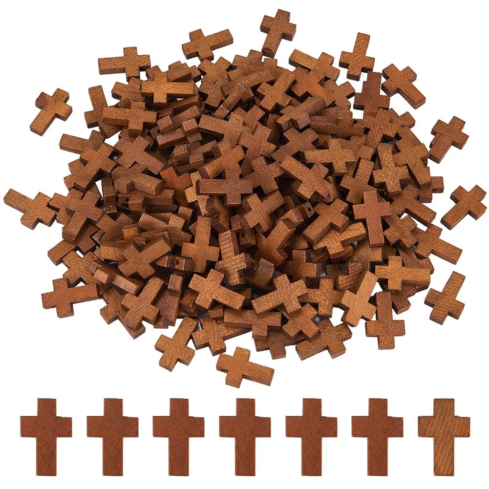 200Pcs/Set Wood Cross Charm Pendants,Mini Natural Wooden Cross Charms Bulk for Party Favors Easter Rosary Necklace Jewelry Making Charms Hanging Ornament Craft Accessories,Christmas Gifts,DIY Hand Tools Kits