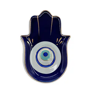 Hamsa Ceramic Dish for Jewelry Storage