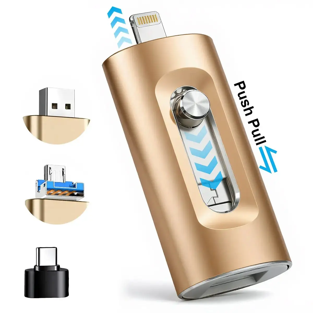 Flash Drive,High Speed Thumb USB 3.0,4 in1 USB Memory Stick Thumb Drive for iPhone/iPad/Android/PC, External Memory Photo Keeper Storage Stick#SummerWins #DealsForYouDays