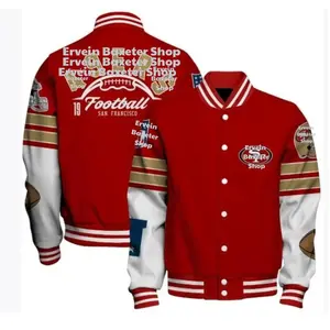 Red Gold Football Varsity Jacket, Retro Letterman Style Outerwear, Classic Game Day Jacket, Unisex Gift for Football Fans