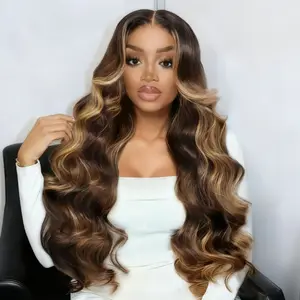 【Clearance Sale】 Honey Blonde Body Wave HD Transparent Lace Front Wig 13x4 HD Lace Virgin Human Hair with Baby Hair Ombre  P4/27 Highlight