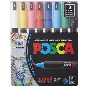 Uni Posca 1MR Ultra Fine Paint Marker Basic Set, 8pk