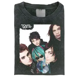 Hatsune Miku x Band Parody Graphic Tee, Vintage Anime Rock T-Shirt