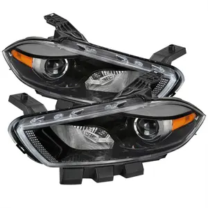 2013-2016 Dart Factory Style Headlights with Projector High/Low Beam (Jet Black Housing/Clear Lens)
