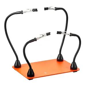 Magnetic Helping Hands Soldering Station With Four Flexible Arms And Alligator Clips For PCB Assembly And Electronics Repair, Precise Soldering Aid, Bench Tool, Adjustable Rotatable Arm Joints, Heat Resistant Stand