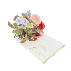 Half-Face 3D Flower Greeting Card, Thankful Blessing Valentine's Day Birthday Card, Romantic Ceremony Full Pull Design