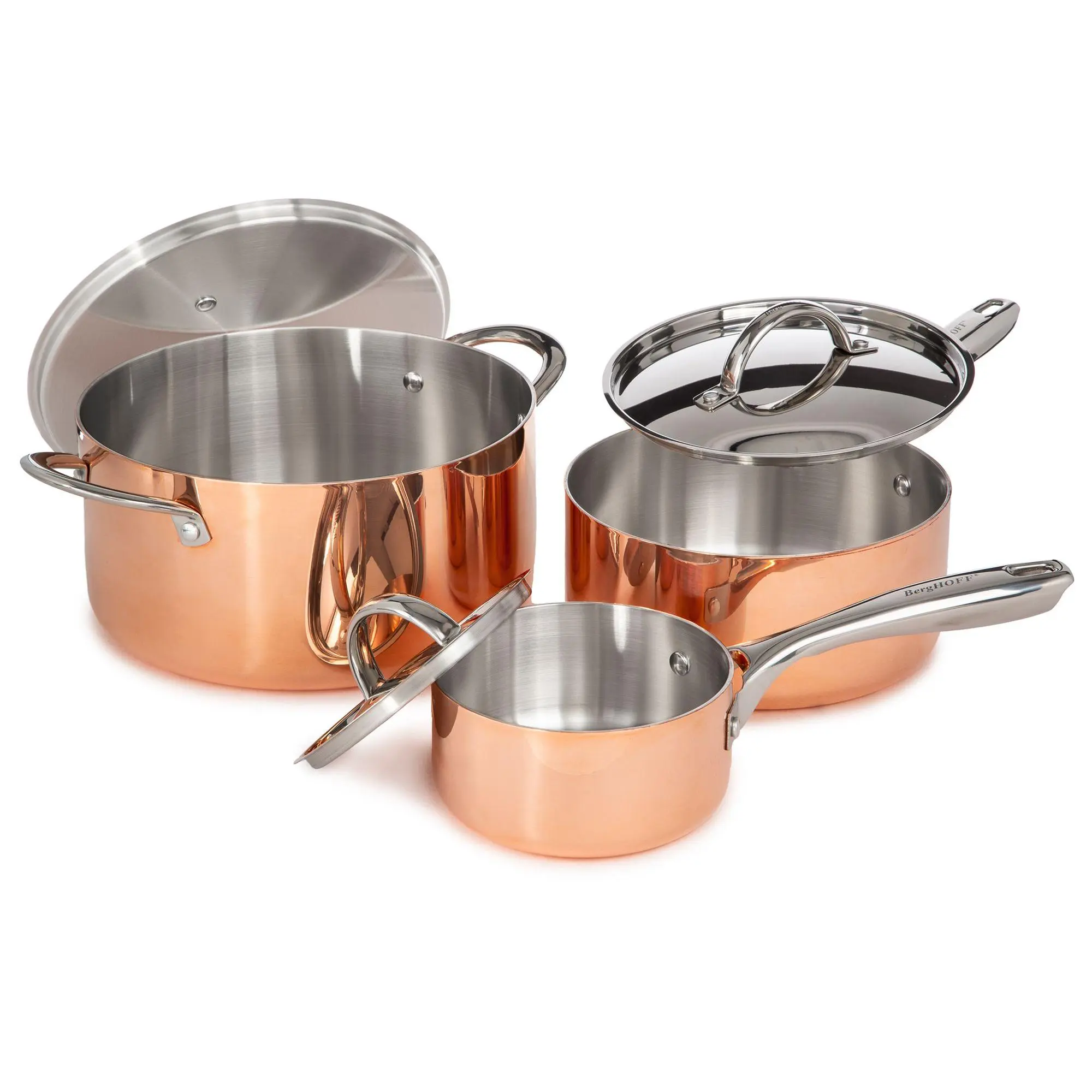 BergHOFF Vintage 6pc Tri-Ply Copper Cookware Set with Lids BergHOFF Vintage 6pc Tri-Ply Copper Cookware Set with Lids