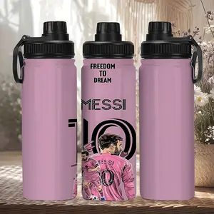 1pc 20oz Portable stainless steel insulated travel cup, Water bottles, The bottle has a glossy pink finish, matching the iconic home jersey color of Inter Miami, the name "MESSI", his number "10", With leak-proof design, Hot And Cold Cup, Birthday Present