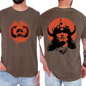 2 side Retro Conan Barbarian 90s Comfort Colors T-shirt, Arnold Vintage Warrior Movie Lover Gift, Cool Streetwear Tee