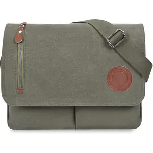 Canvas Satchel Messenger Bag for Men Women,  Crossbody  Bag Bookbag for Work Travel 13-13.6" Laptop