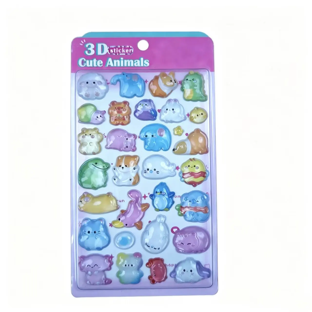 Transparent Waterproof Resin Animal Foam Stickers - Cute Cartoon Jelly Plastic Eco-Friendly DIY Craft Supplies for Scrapbooking, Kids Aesthetic Stationery