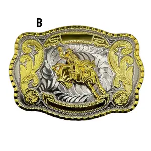 Lohkko Bull Rider Western Design Cowboy Belt Buckle - Vintage Bronze Toned Metal Alloy with Textured Back for Secure Fit - 5.5x4 Inches - Exquisite Design for Western Outfits