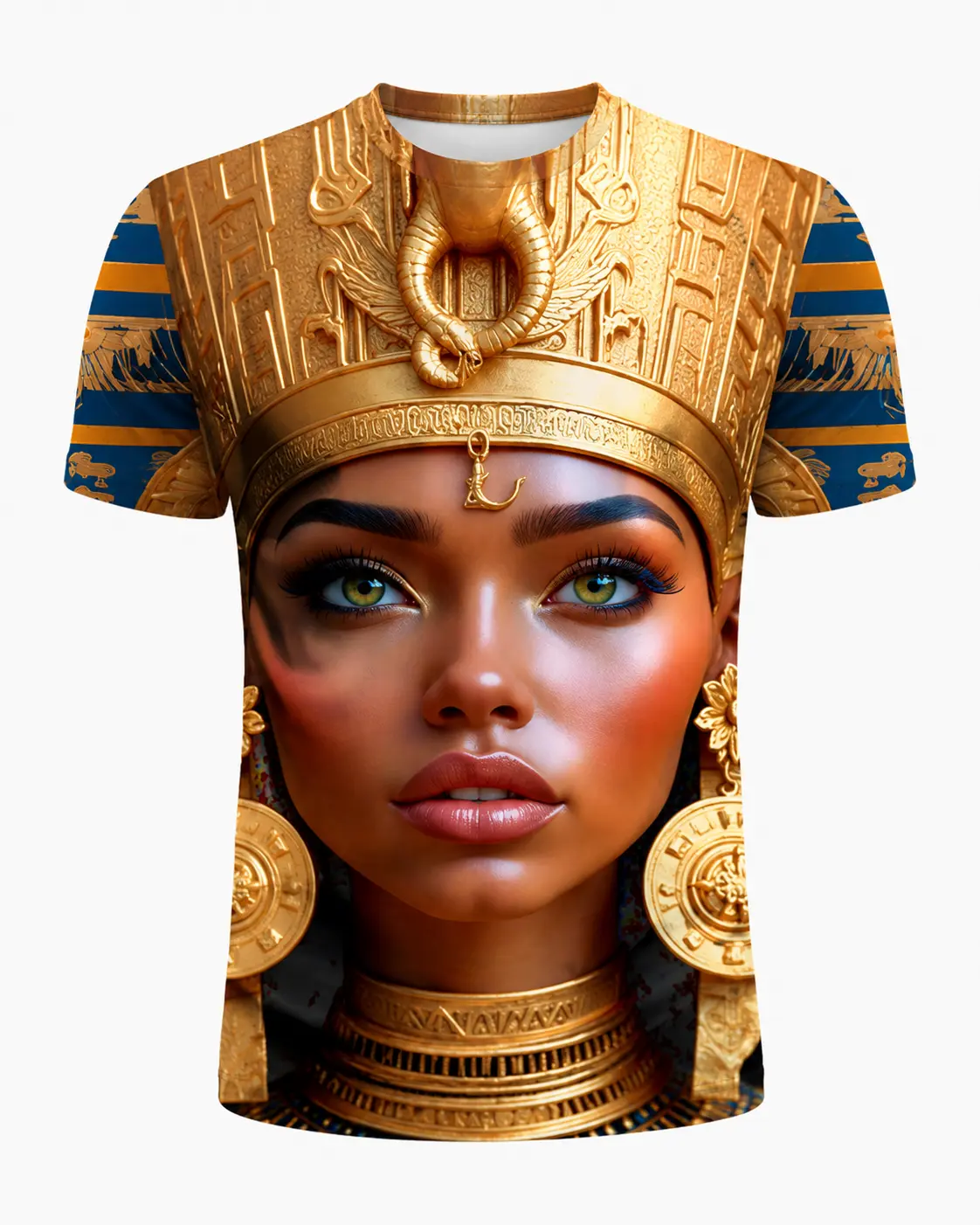 Men'S Big & Tall Egyptian Pharaoh T-Shirt - Ancient Egyptian Royal Tutankhamun Costume with Mask & Hieroglyphic Print, Stretchy Shirt for Themed Parties, Casual Wear - Short Sleeve Egyptian King Outfit Breathable Fabric