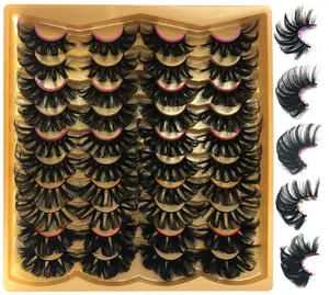 25MM Mink Lashes 25 mm False Eyelashes Long 20 Pairs Pack Dramatic 5D Full Volume Fake Eyelashes 5 Styles Wispy Curly Mink Eyelashes Wholesale, by TIMELABS