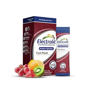 Electrolit Electrolytes Powder Packets, Fruit Punch 8 Pack, Powdered Hydration Packets for Dehydration & Rehydration, Post Workout Flavored Hydrating Drink Mix, Gluten Free Daily Water Enhancer Sticks