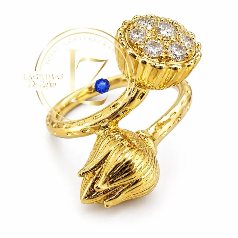 Gold-Plated Blooming Tulips Ring for Everyday Wear