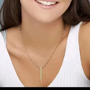 Stress Relief Breathing Necklace Anxiety Breathe Necklace Mindfulness Breathing Necklace for Quit Smoking & Relaxation Gold Chain