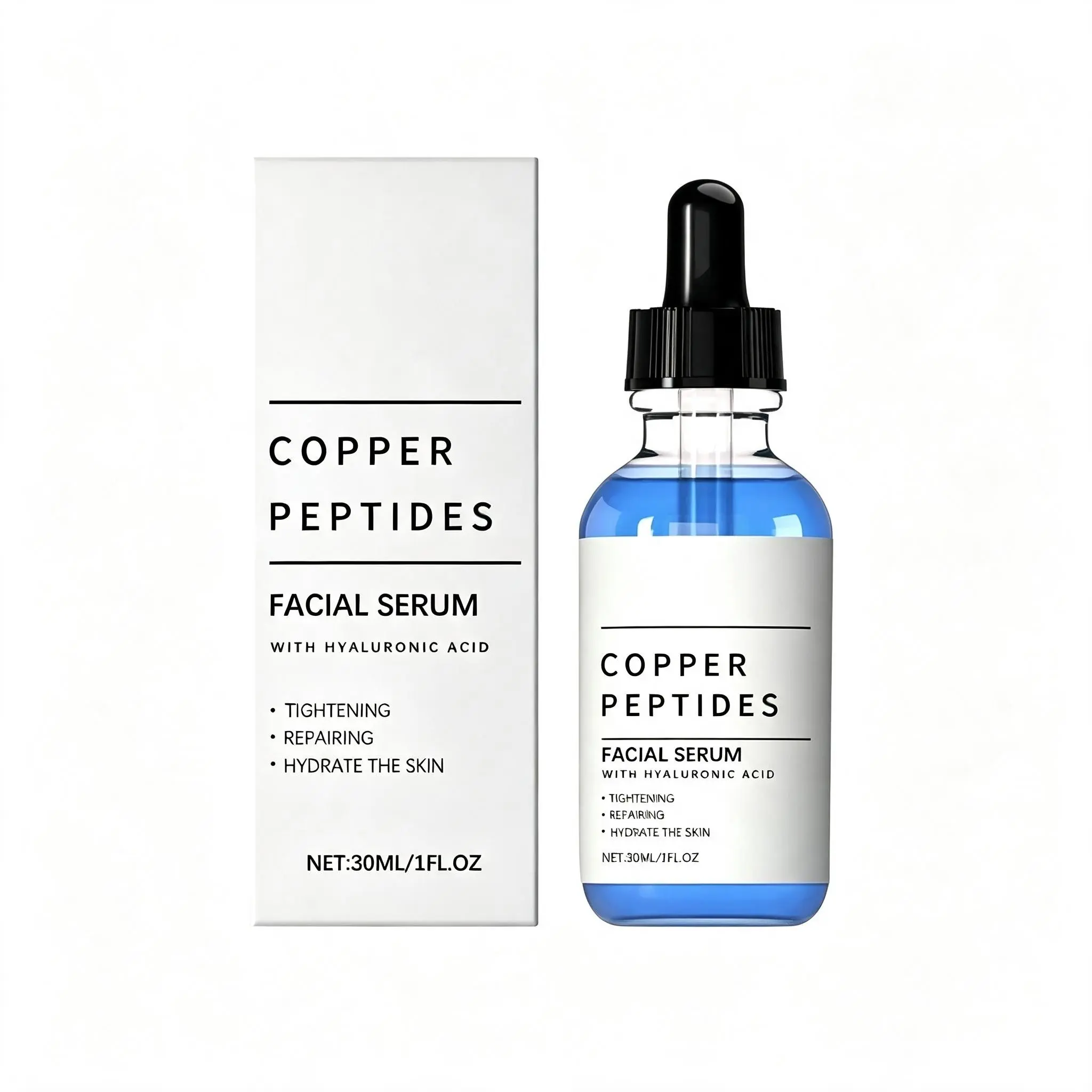 1pcs Copper Peptides Serum, GHK-Cu PeptidesSerum for Face - Tightening, SoothingCollagen Boosting, Hydrate, Skin Repair -with Hyaluronic Acid - Fragrance-Free -Firming Anti Wrinkle, Anti Aging Serum