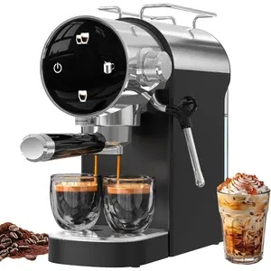 20 Bar Espresso Machine, Compact Espresso Maker with Milk Frother, Touchscreen Latte Maker with Detachable Drip Tray/Water , Built-in Handle for  and Office Use