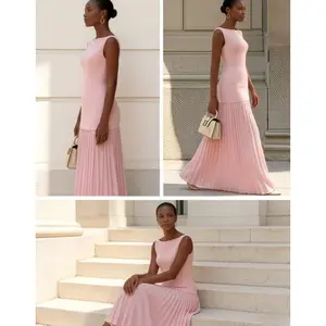 Summer New Half Skirt Set, Plus Size Solid Color Sleeveless Knit Vest and Knit Skirt
