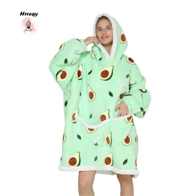 Cute Avocado & Cow Print Hoodie Blanket Oversized Wearable Sweatshirt Pullover, Summer Air-conditioned Room Comfortable Hoodie Nightgown with Big Pocket, Back to School Supplies Cute Avocado & Cow Print Hoodie Blanket Oversized Wearable Sweatshirt Pullover, Summer Air-conditioned Room Comfortable Hoodie Nightgown with Big Pocket, Back to School Supplies