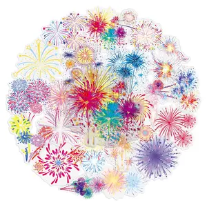 100sheets two sets of repetition gorgeous fireworks transparent stickers DIY Sticker Graphic Decal creative storage box handbooks greeting cards decorative stickers