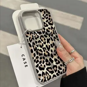 Black brown leopard print MagSafe Case Compatible with iPhone 17 Pro Max Air 16 16e 15 14 Plus 13 12 11 X XS Clear Acrylic Back Drop Protection Pocket-Friendly Cellphone Cover Gift