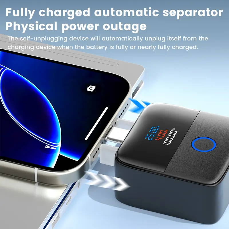 140W Type-C Physical-Disconnect Battery Power Bank - Chargeable Mobile Protection Device with Auto-Eject, Smart Auto-Stop, Anti-Overcharge Tech, Green Light, High Compatibility for Safe Overnight Use (Includes Screenless Bluetooth Earbuds, Hair Curlers)