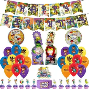 Rugrats Go Wild Theme Balloons Happy Birthday Banner Party Decoration Rugratg Baby Shower Globos Cake Topper Supplies Stickers