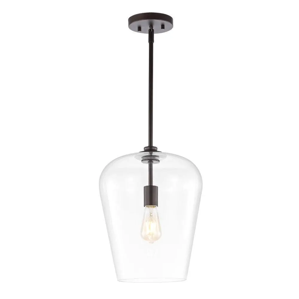 JONATHAN Y Hayes Industrial Farmhouse Iron/Glass LED Pendant; for Living Room, Bedroom, Kitchen, Office