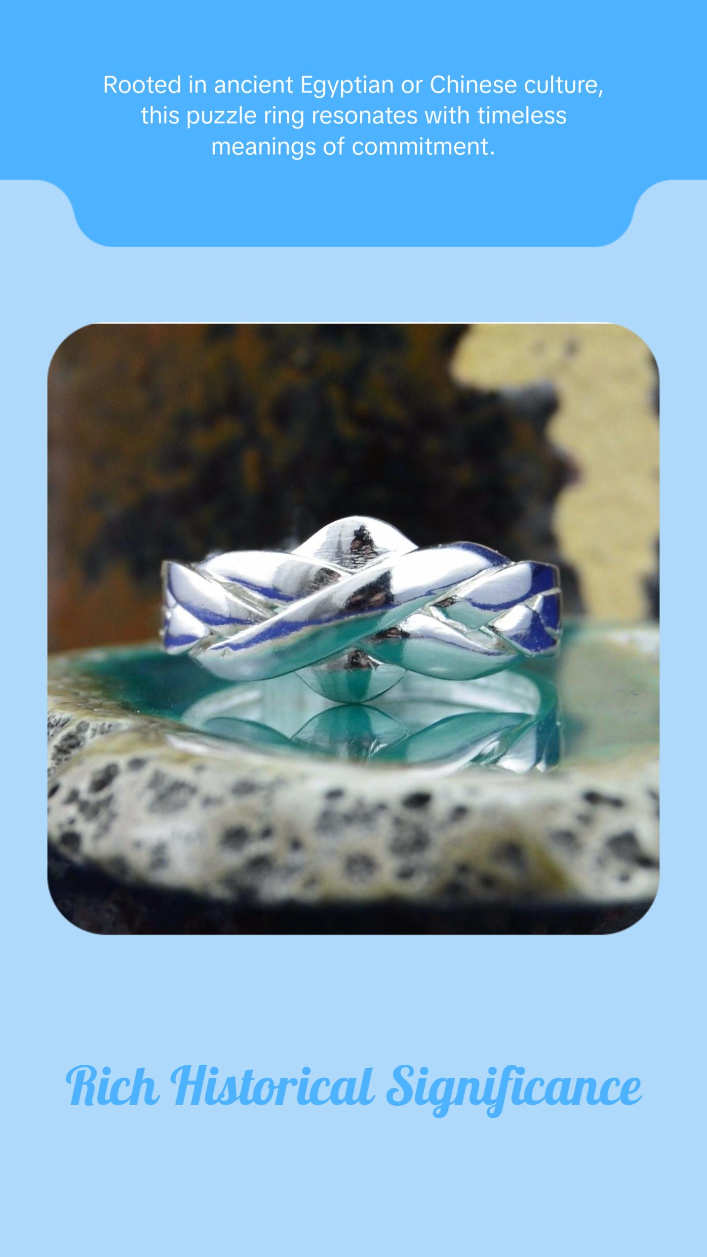 925 Sterling Silver Puzzle Ring - Sizes 6-12 - 4 Interlocking Bands